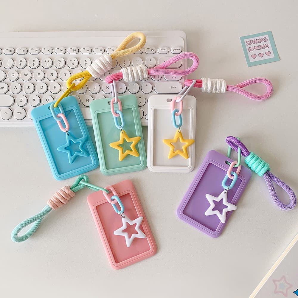 Porta de Photocard Holder Cartão K-pop com Cordão Colorido