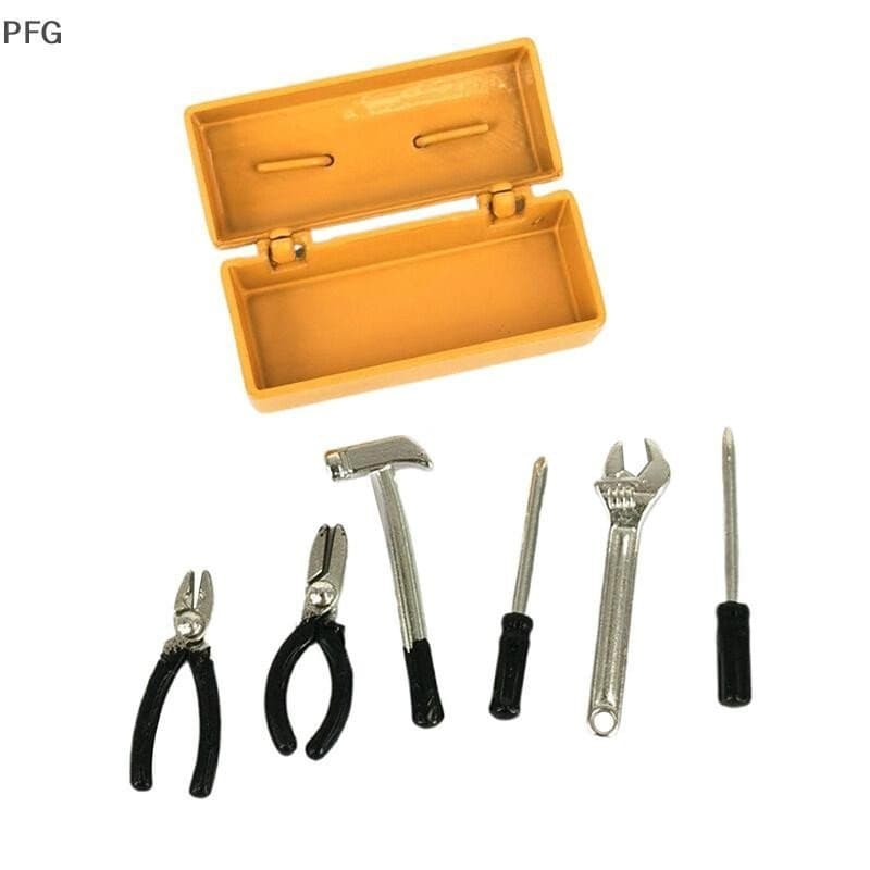 PFG 1 Conjunto De Caixa De Ferramentas Em Miniatura Para Casa De Bonecas , + 6 , Conjuntos Artesanais , Acessórios Móvei