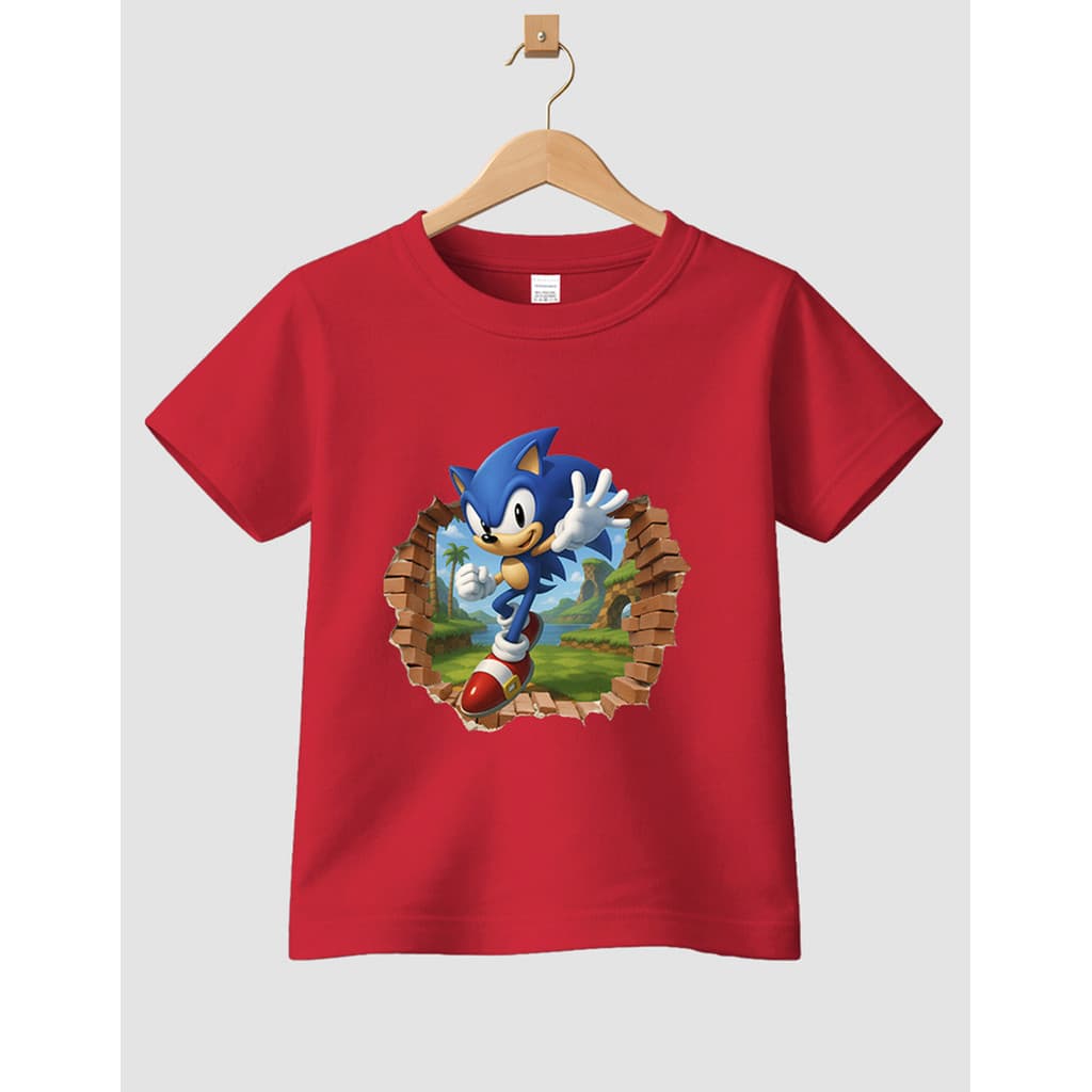Camiseta Infantil De Algodão Game Desenho Sonic Casual