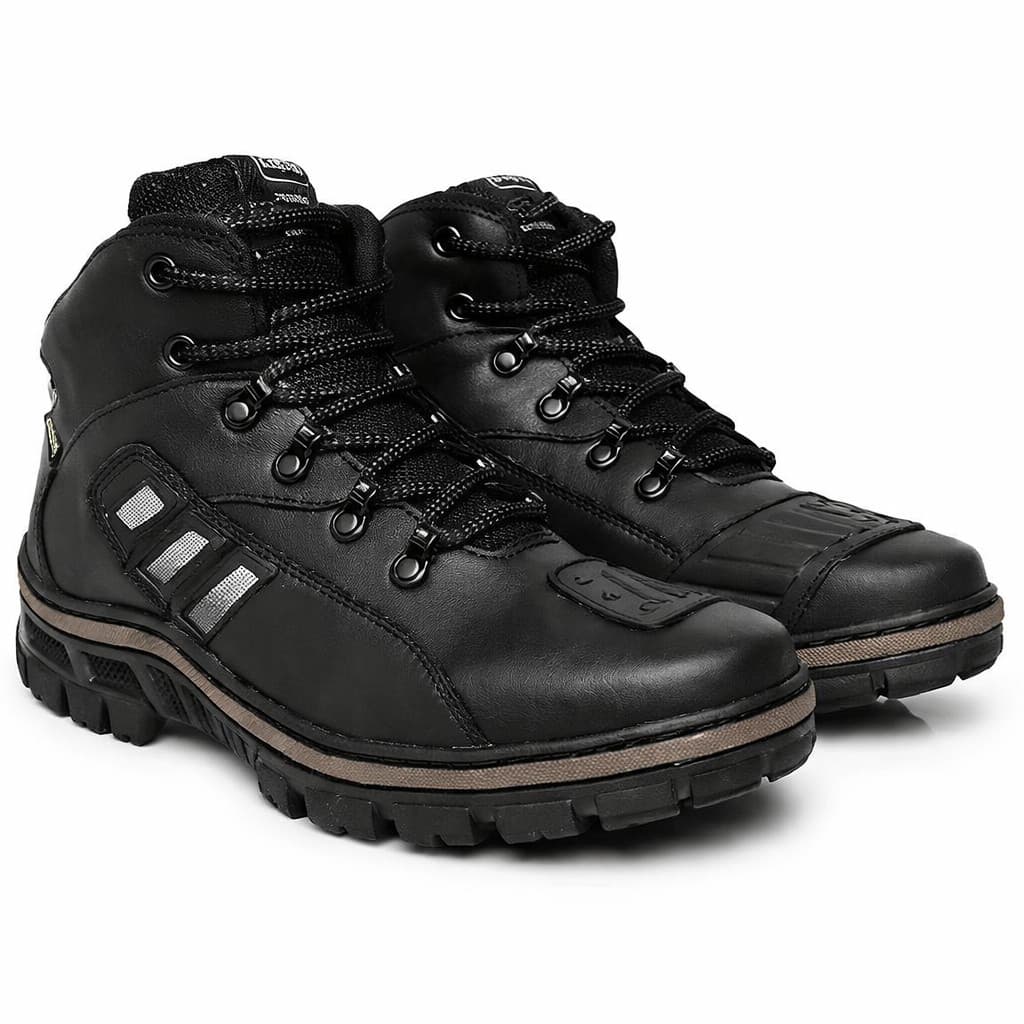 Bota Motociclista Masculina Couro Ecológico Premium Segurança Conforto Extremo Solado Antiderrapante 16100