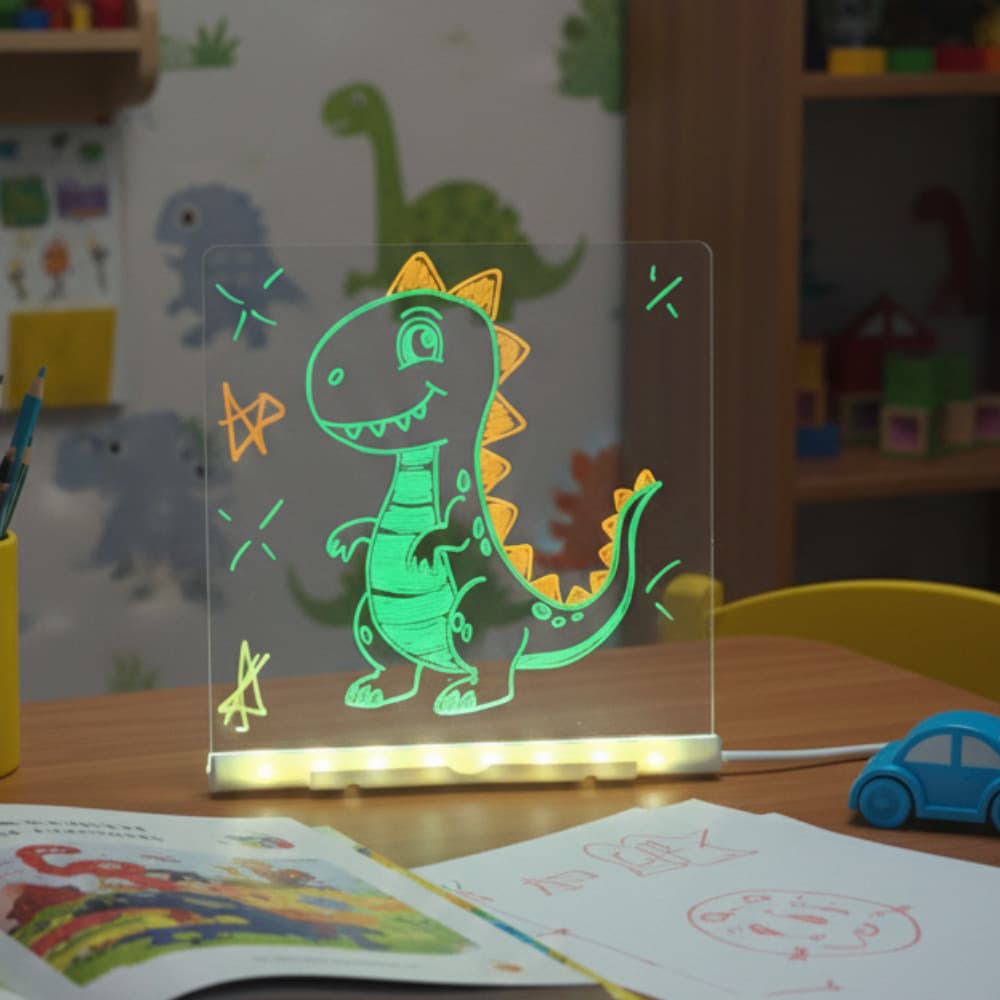 Quadro Luminária LED Infantil Para Mesa Acompanha Canetas