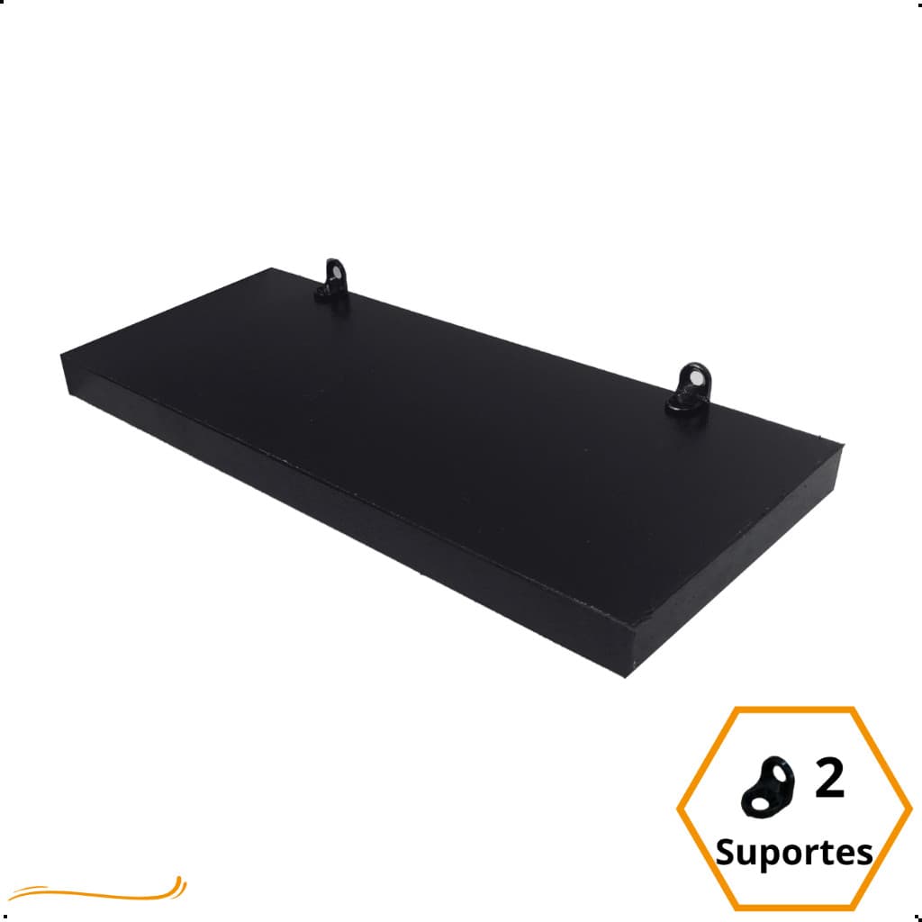 1 Prateleira Preta 25X10 Com Suporte Flutuante Mdf  Organizadora Decoração Cozinha Quarto Banheiro