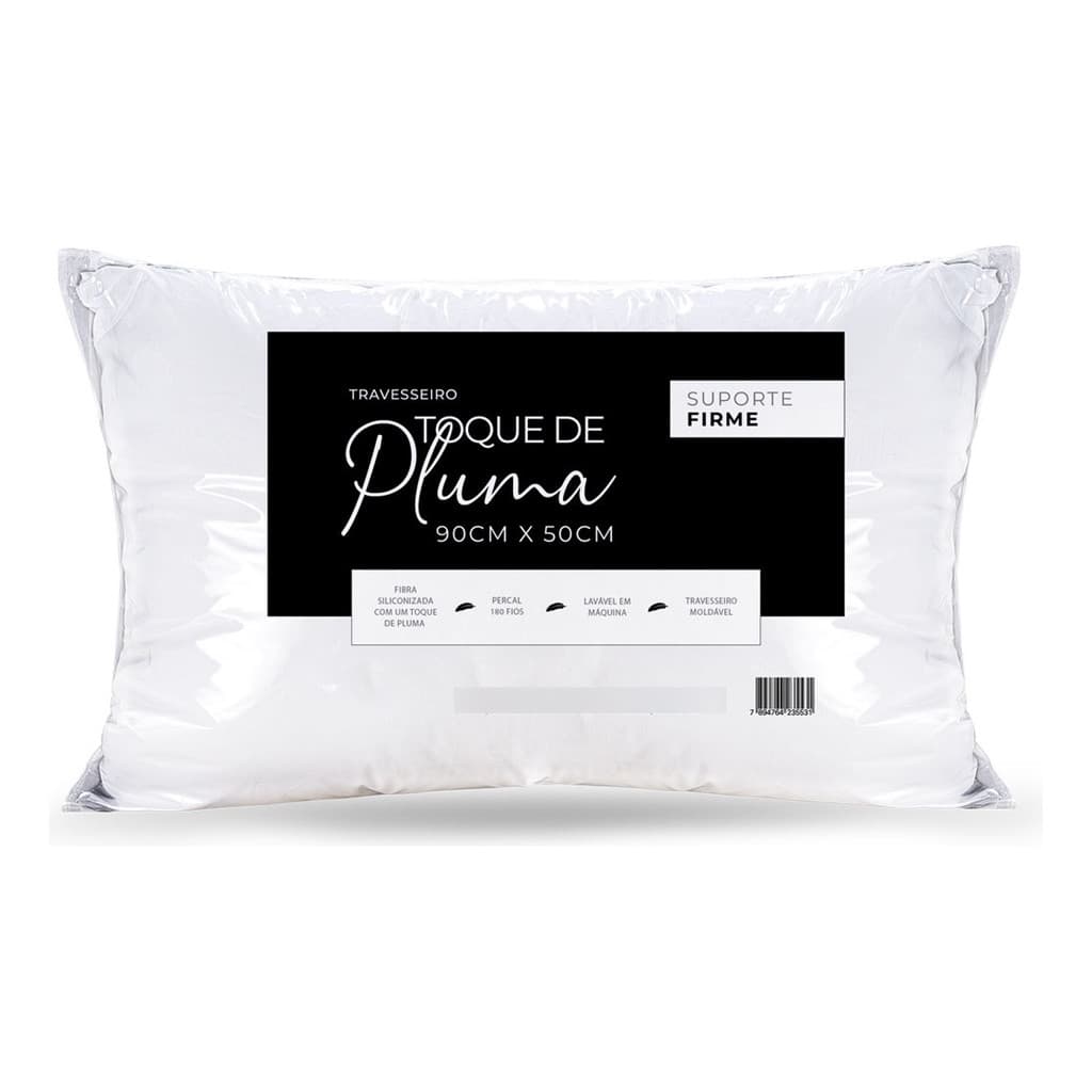 Travesseiro Toque De Pluma Ganso 90x50 Super Macio Suporte Firme Grande Ortopédico