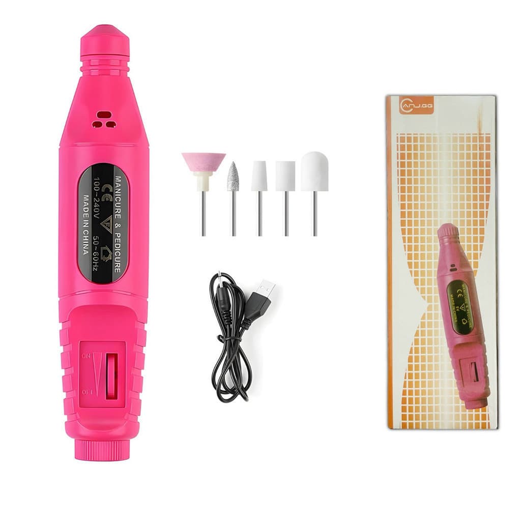 Kit Profissional de Lixadeira de Unhas Elétrica com Broca e Motor Bivolt para Manicure e Pedicure anjgg