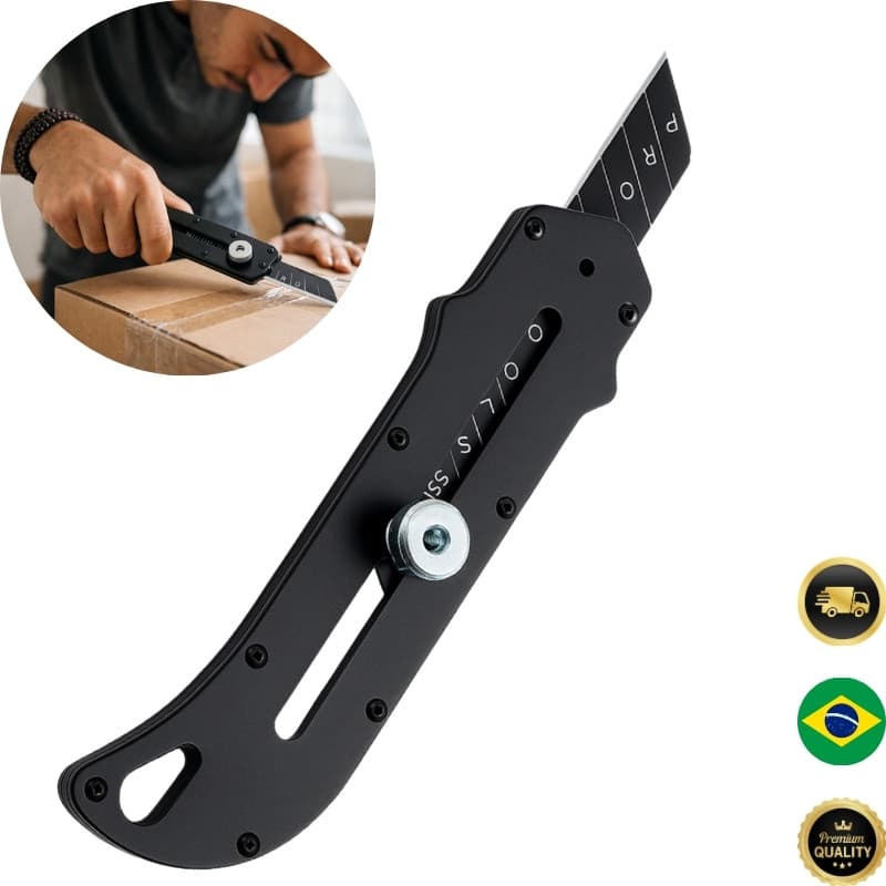 Estilete Profissional Aço Metal Preto Multiuso Corte Preciso