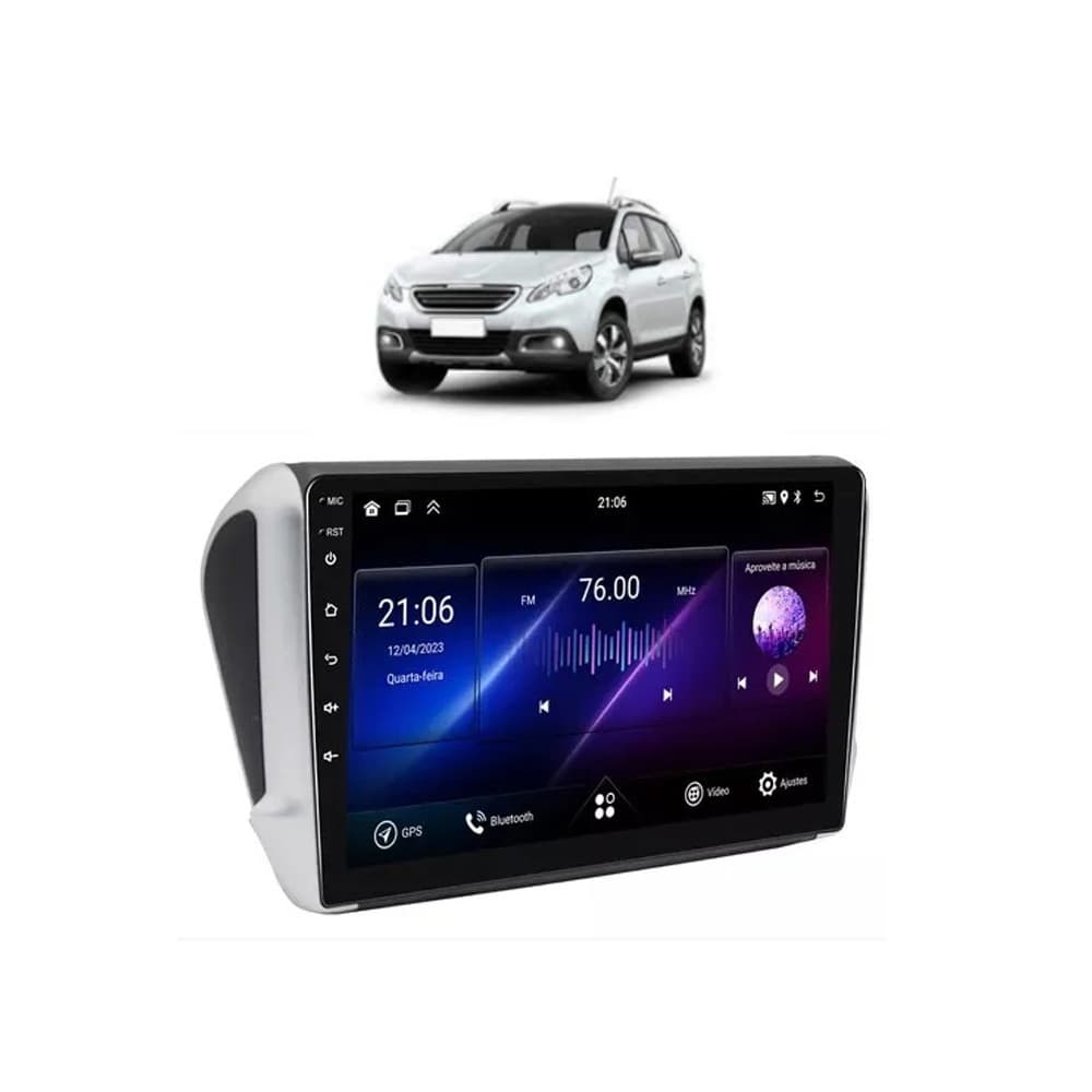 Kit Multimídia Peugeot 2008 2015 / 2023 Allure Griffe 9 Pol Android Carplay 2/32GB - Roadstar 915BR