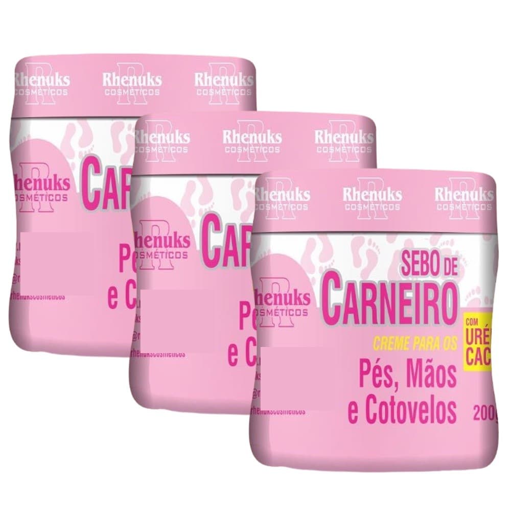 Kit 3 Cremes Hidratante Mãos/pés/cotovelos Sebo De Carneiro 200g