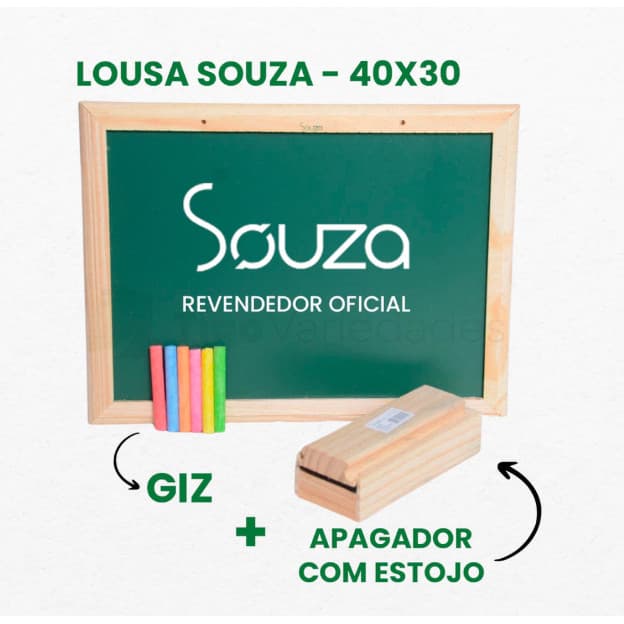Lousa Escolar Quadro Verde Moldura Madeira 40x30