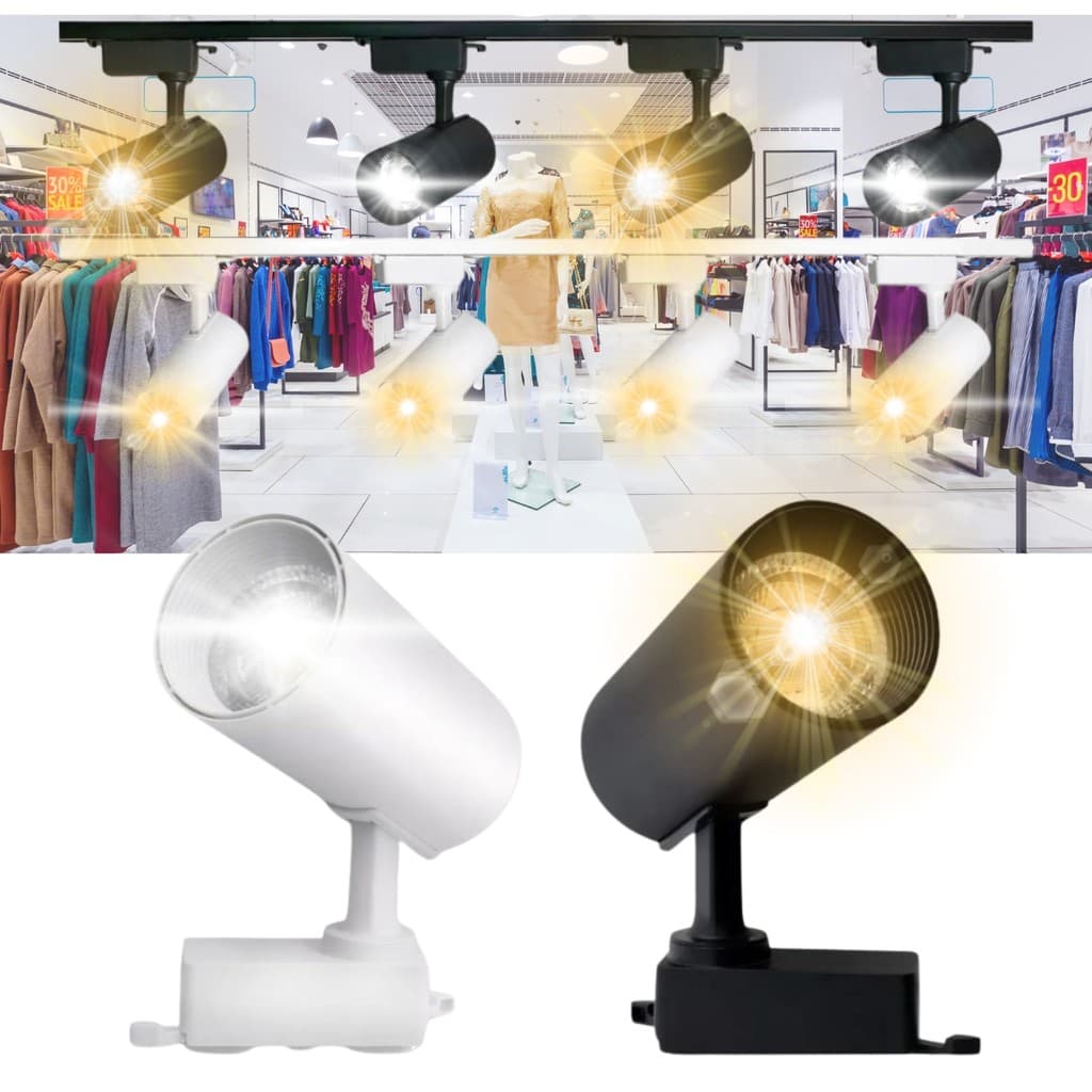 Kit 4 SPOT DE LOJA LED BRANCO OU PRETO COM TRILHO 2M COZINHA VITRINE LOJA SALA