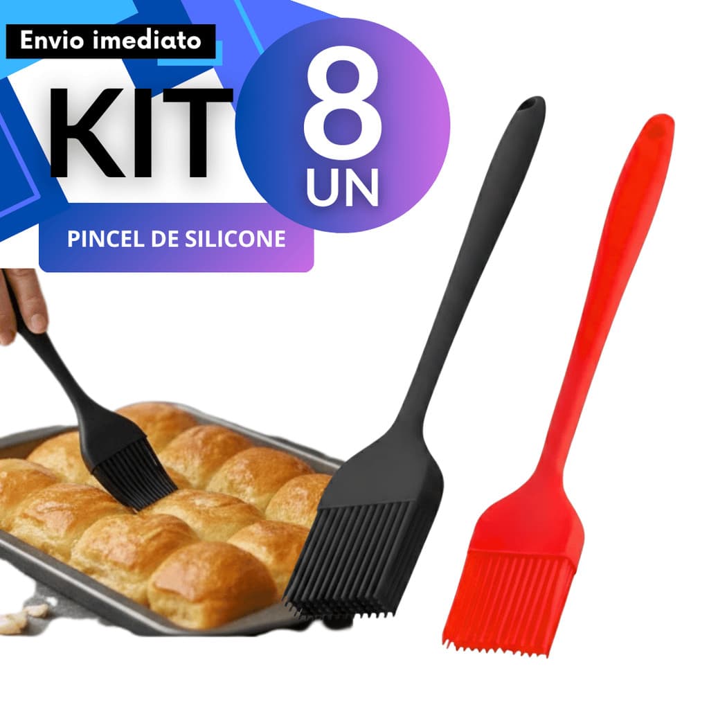 Kit 3/5/8/16 Pincel/Pincéis Culinário Silicone 21cm Cozinha Confeitaria Churrasco Resistente Fácil de Lavar Reposição