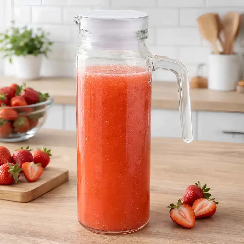Jarra De Vidro 1l Com Tampa Branca - Suco E Água