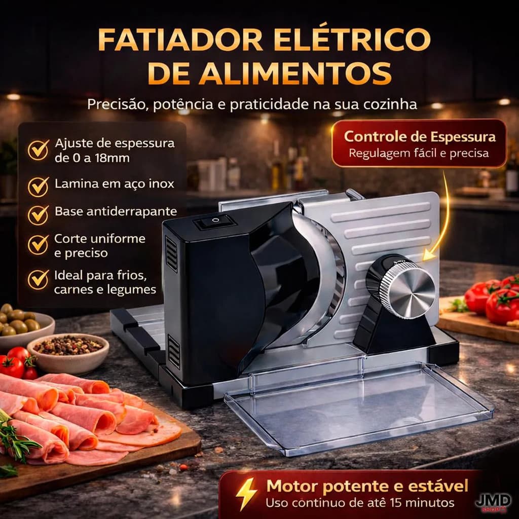 Fatiador Elétrico Compacto Dobrável com Lâmina de Alta Precisão