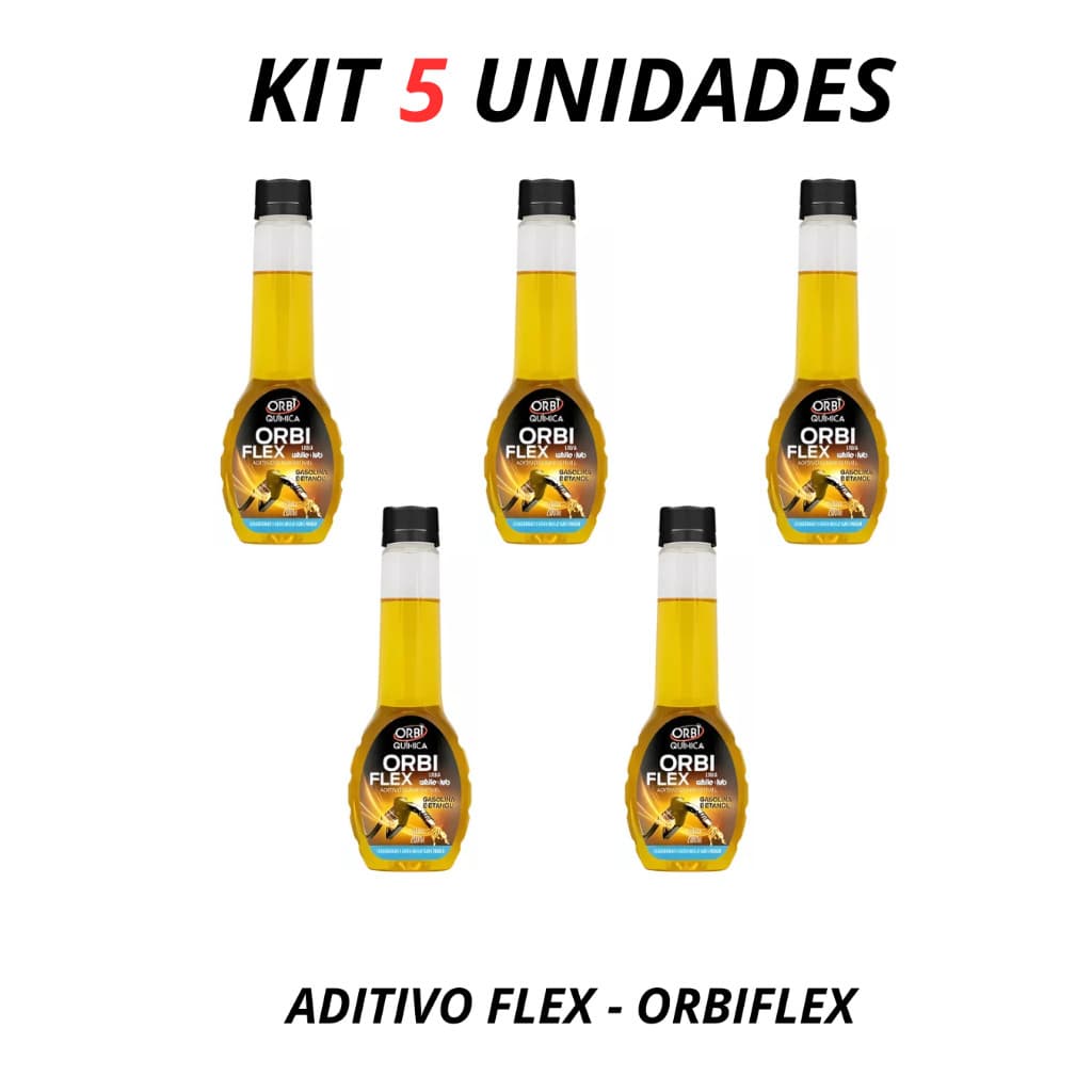 KIT 5 Aditivo Combustível Flex 200ml Limpa Bicos Injetores - ORBI-FLEX