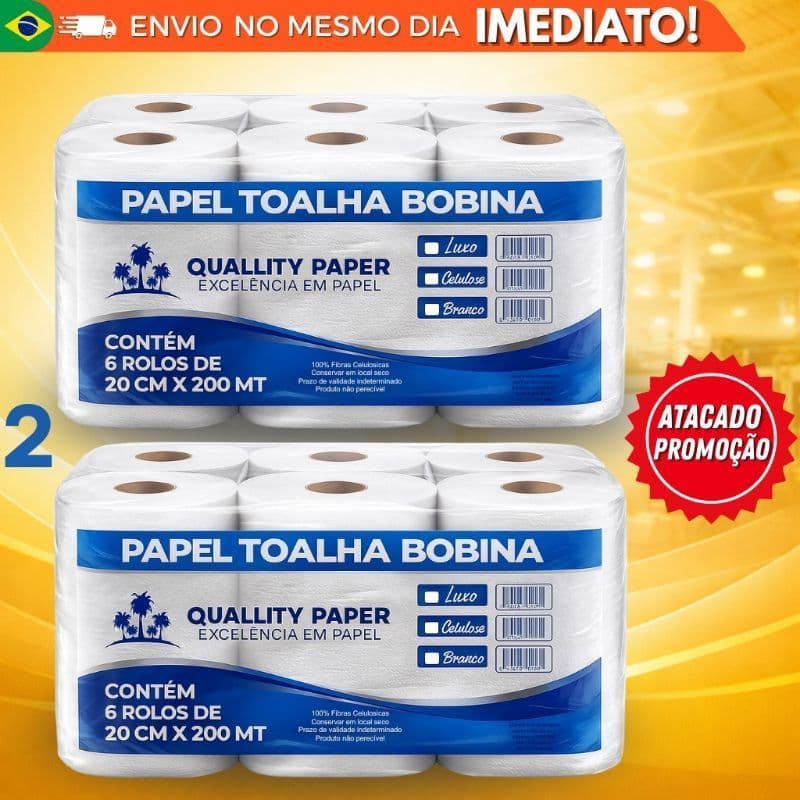 Toalha de Papel Bobina 200m – Kit com 2 Pacotes | Alta Absorção | Uso Profissional e Doméstico30