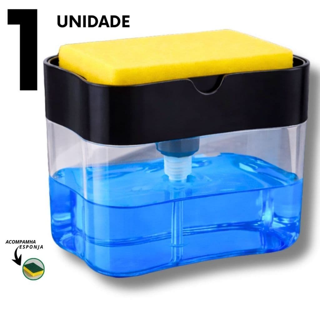 Dispenser de Detergente e Sabão Líquido com Esponja Porta Sabão Líquido – Envio Imediato