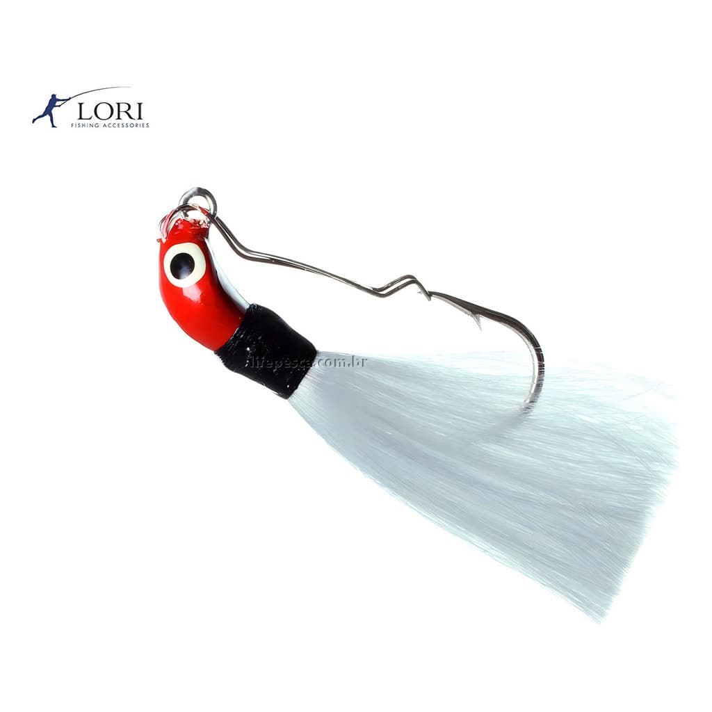 Isca Artificial Sinking Lori Jig Anti Enrosco 12g Vermelha Rabo Branco