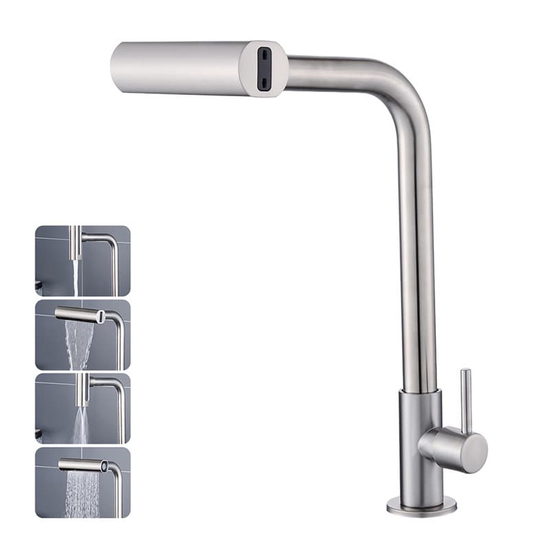 Torneira Gourmet Inox 304 4 Modos de Água para Pia Cozinha Prata