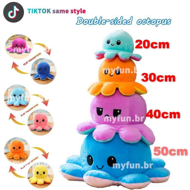 Mudança de rosto polvo de pelucia polvo do humor 20-25cm