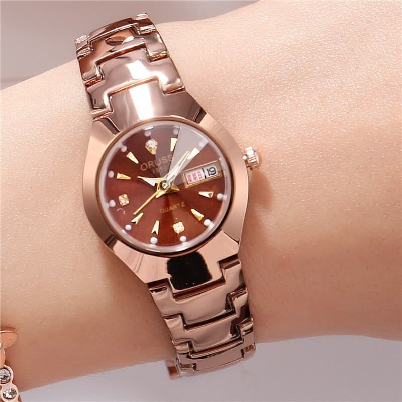 Relógio Brilhante De Moda Feminina , Elegante , Aço , Luminoso , Calendário Automático , De Quartzo À Prova D'água