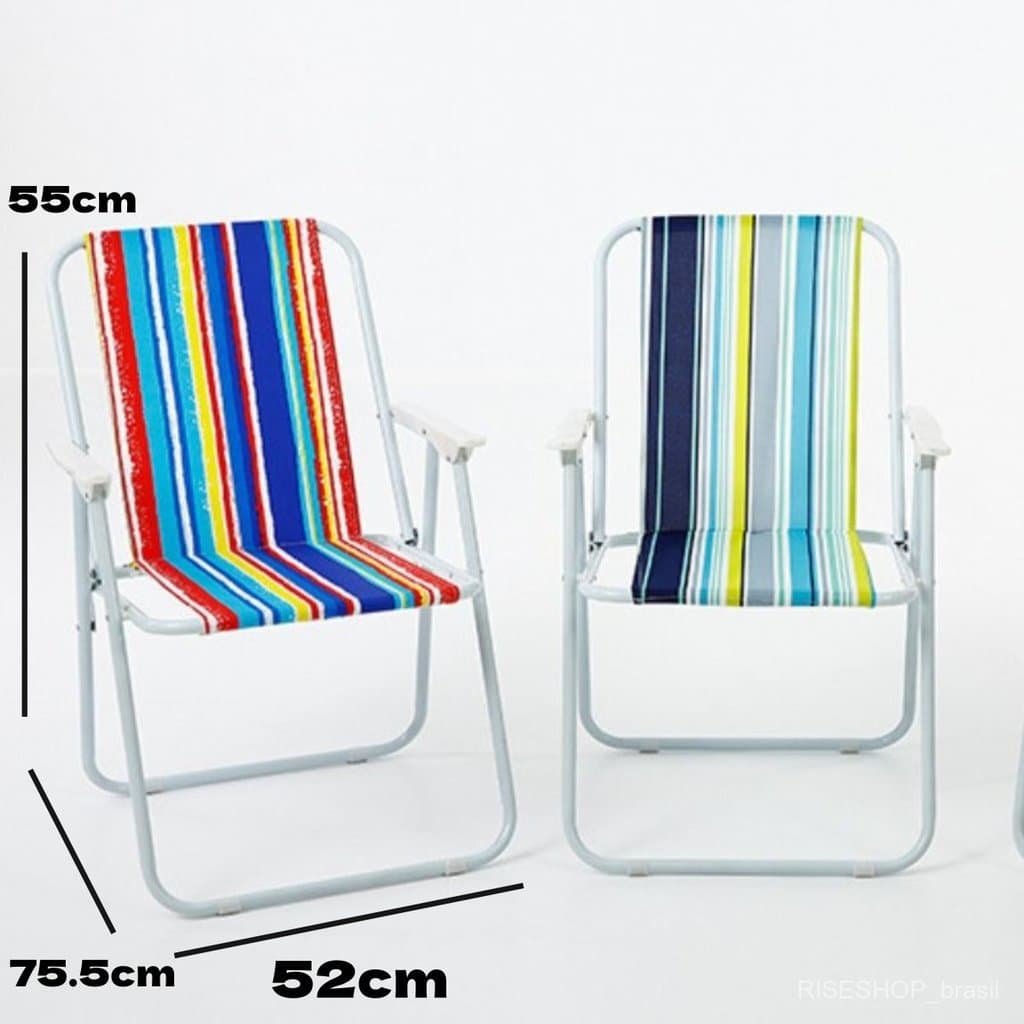 1 Pc Cadeiras dobráveis de praia Praia Varanda Alta Cadeira Aço