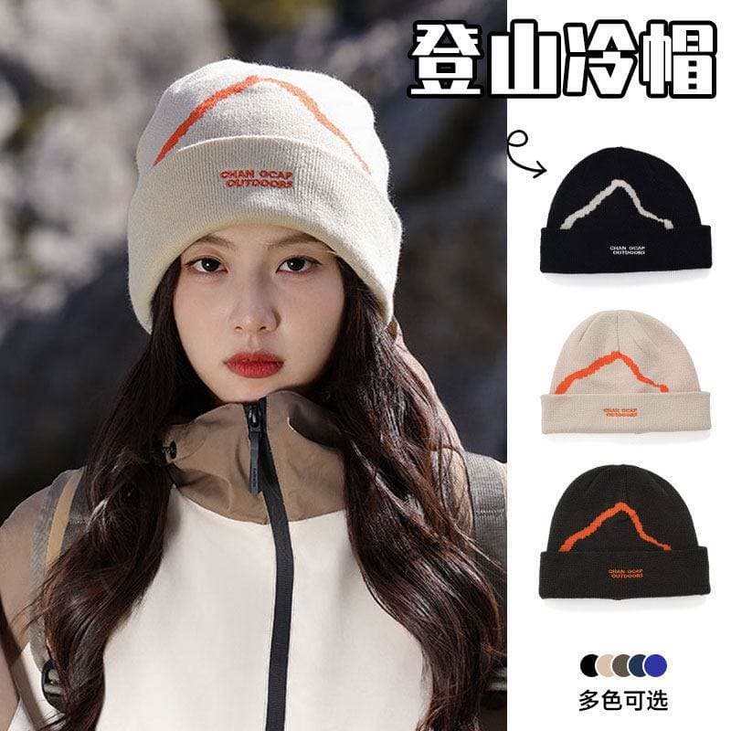 Chapéu de lã de montanhismo neve montanha chapéu feminino primavera ao ar livre quente malha proteção de orelha chapéu f