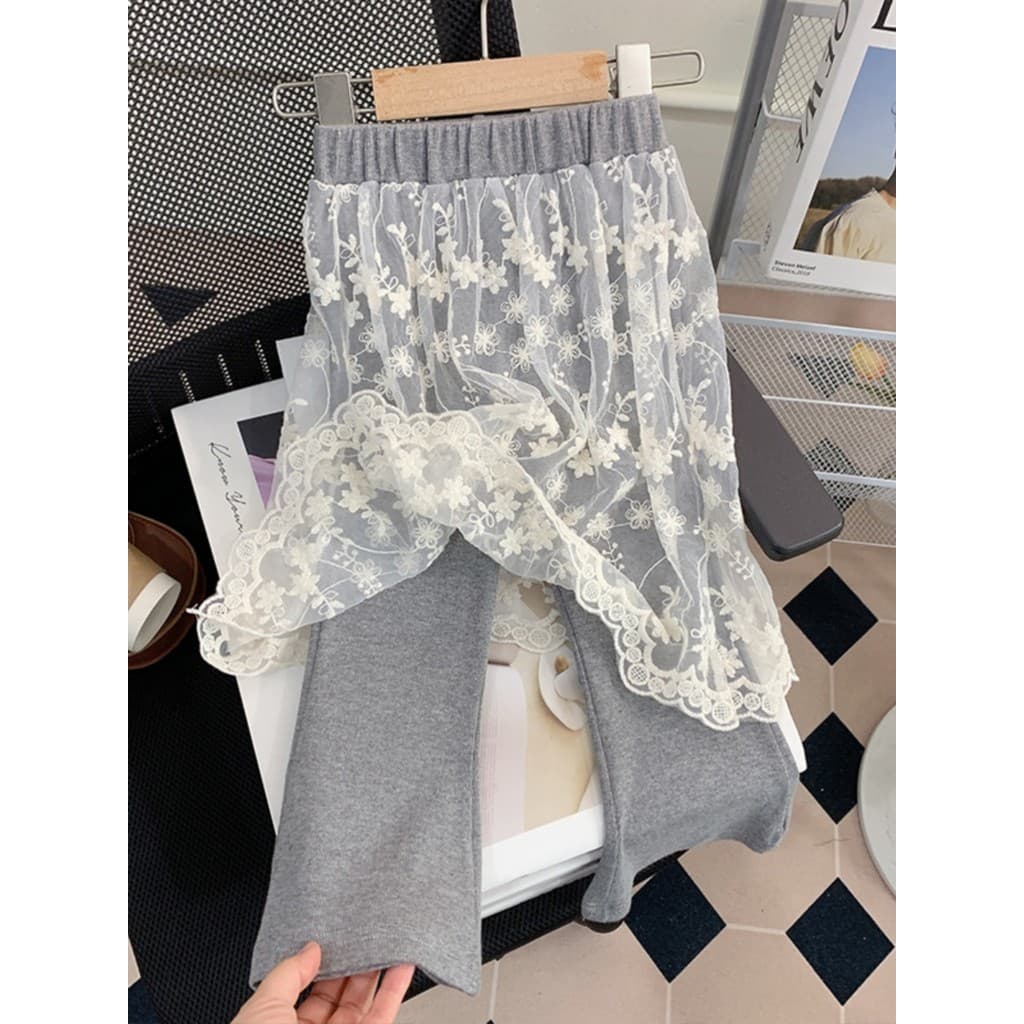 Feminino 1 crianças falso Culottes de duas peças 2025 primavera outono novo estilo renda bunda cortina Leggings médio pe