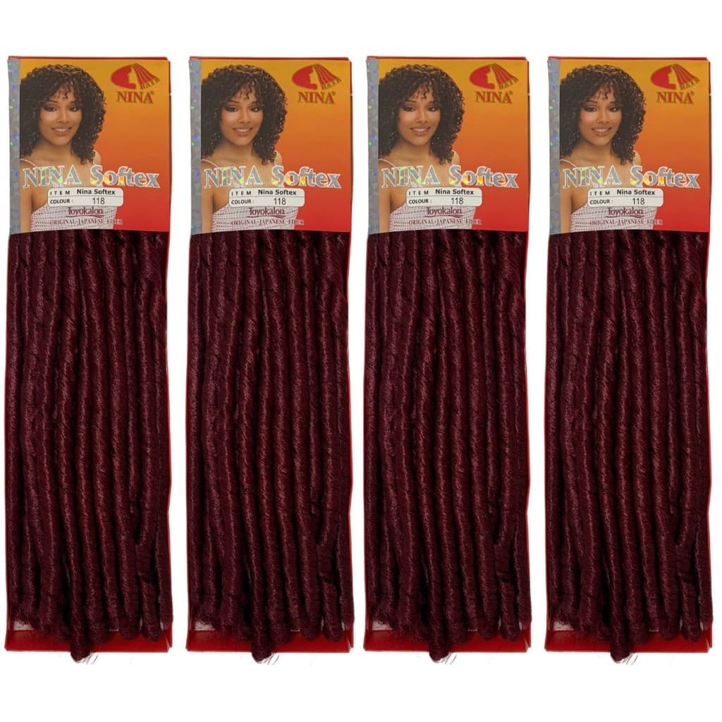 kit Com 4 Cabelo Cacheado Nina Softex De Crochet Braid (Cor 118 Vermelho)