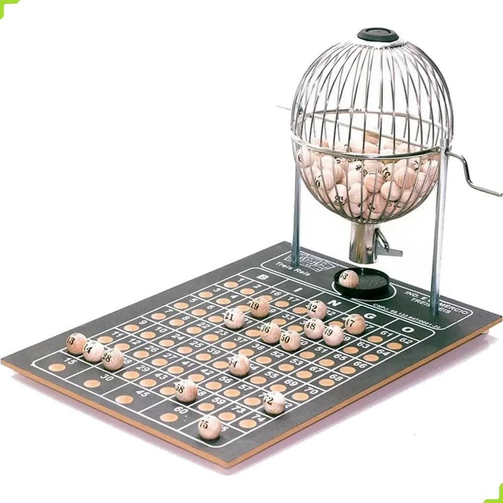 Globo De Bingo N°2 Médio De 1 A 75 Cromado + 1000 Cartelas