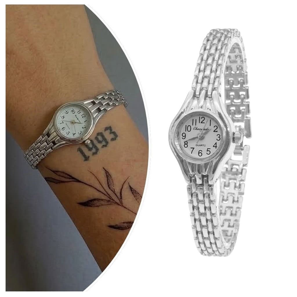 Relógio Prata Feminino De Pulso Quartz Luxo Mini Pequeno
