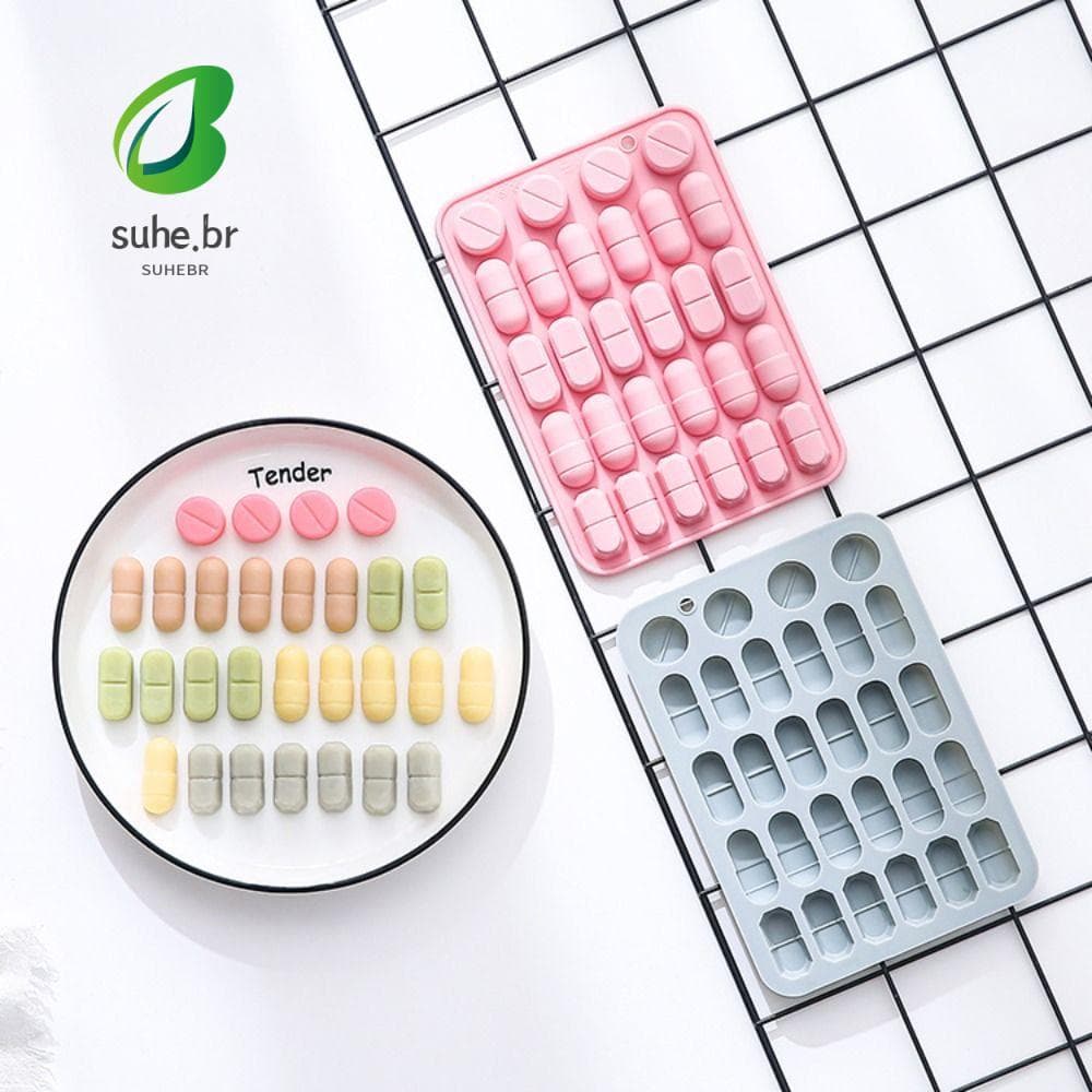 Molde De Pílula SFBSF , Em Forma De Cápsula Flexível Com Design De 28 Cavidades Doces Reutilizável De Silicone