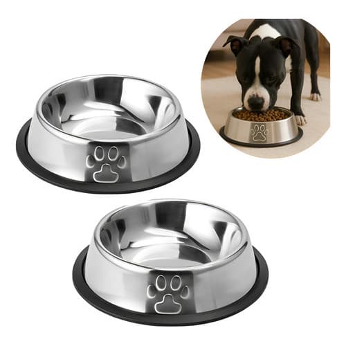 Kit 2 Comedouros Comedouro Pet Inox 900ml Antiderrapante