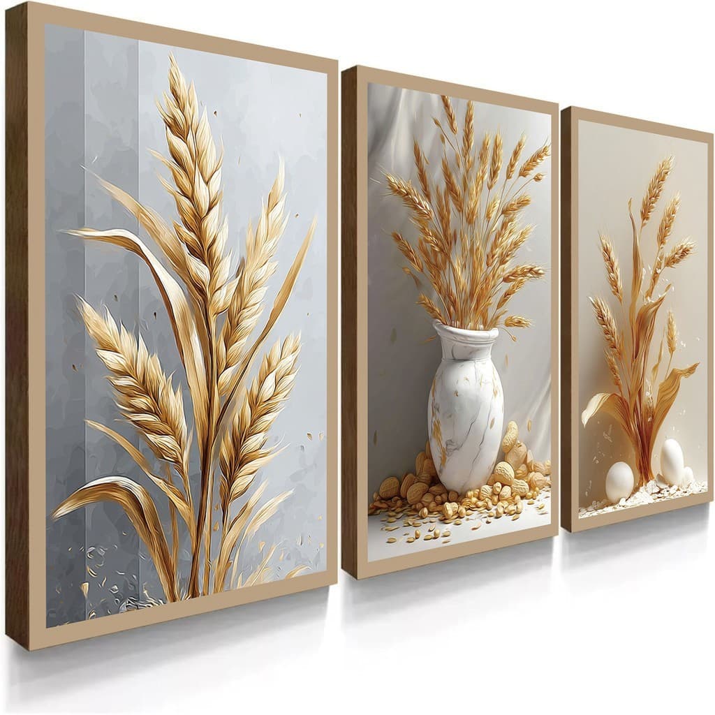 quadro grande para sala cozinha decorativo flor flores top dourado branca