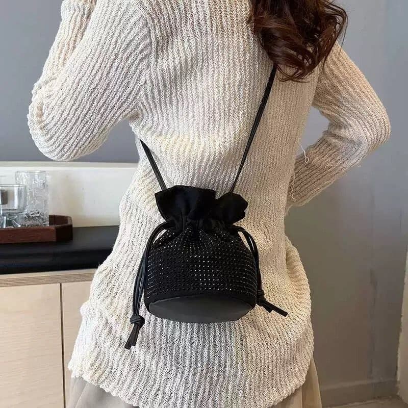 Bolsa de festa transversal redonda com glitter (y4760)