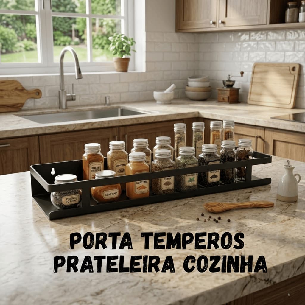 Prateleira de Cozinha Moderna Elegante Fácil Instalação Cores Prata Dourado Preto