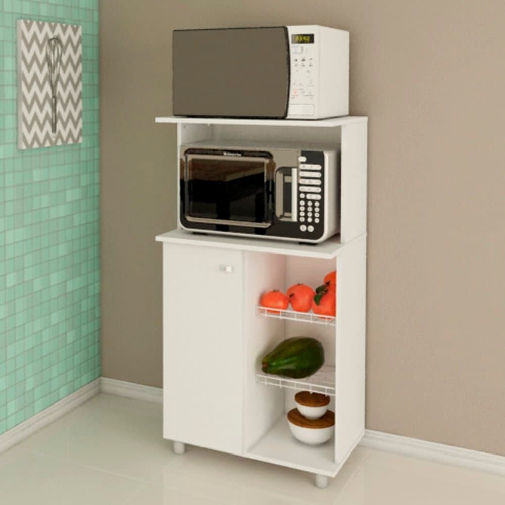 Balcão Multiuso com Porta e Cestos para Fruteira BF3207 Branco Tecno Mobili Branco