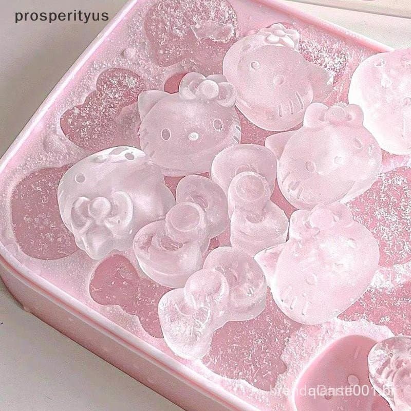 [prosperityus] Kawaii Sanrio Hello Kitty Silicone Press Bandeja De Gelo Desenho Animado Molde De Cubo De Qualidade Alime
