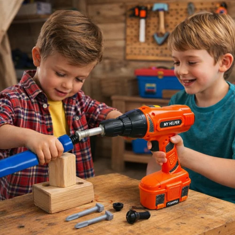 Kit Furadeira Brinquedo Infantil Ferramentas Educativo Desenvolvimento Criativo