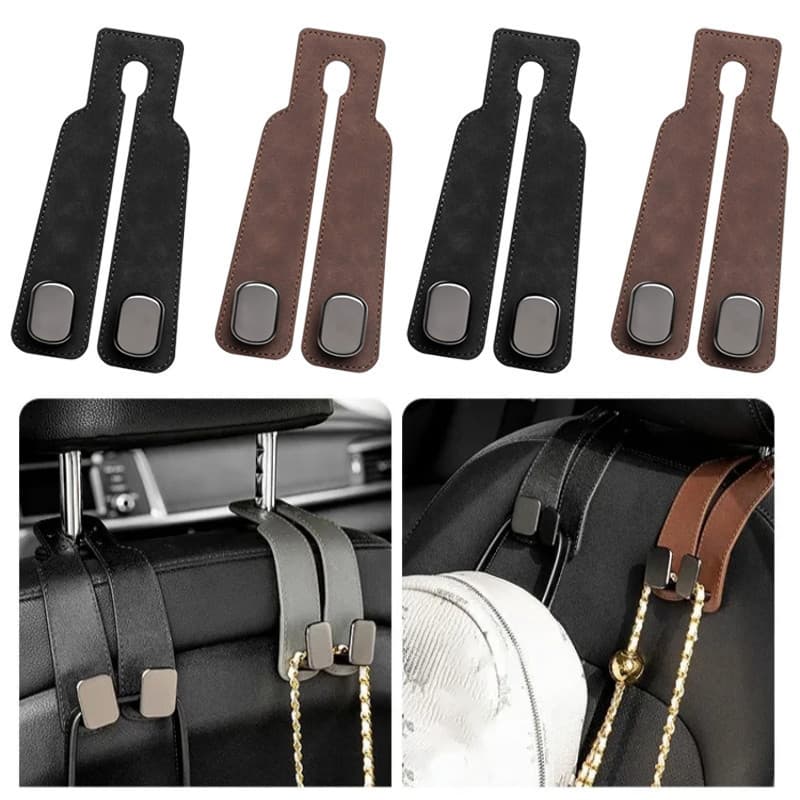 Gancho de encosto de cabeça de carro de alta qualidade camurça assento traseiro pendurado liga dupla Pull-back cabide Un