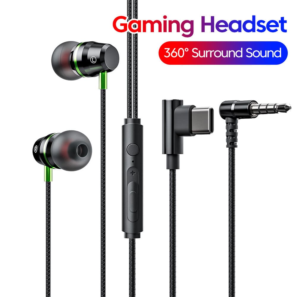 Elough 3.5 Mm/Tipo C Fones De Ouvido Intra-Auriculares Com Fio Para Jogos HiFi Estéreo Som Surround