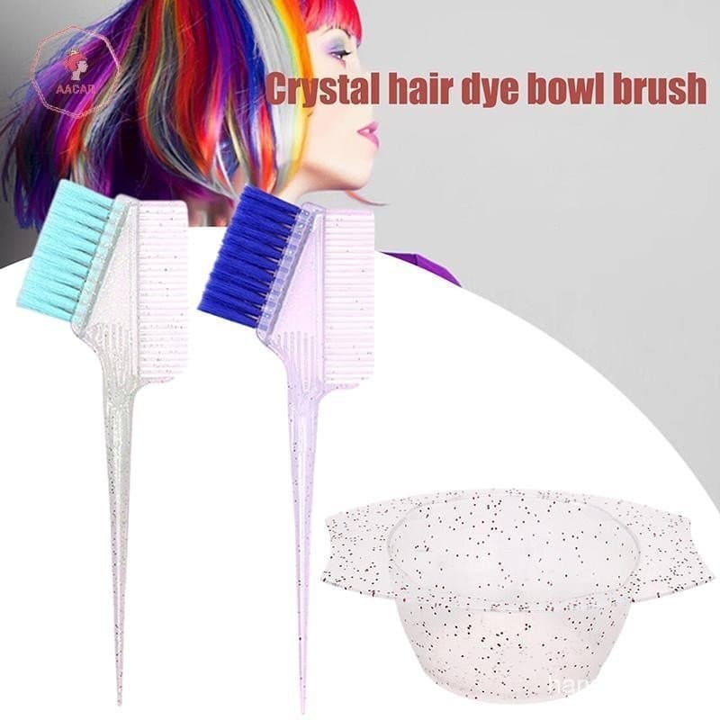 AACAR Tigela De Cor De Tintura De Cabelo Com Conjunto De Escova Cristal Brilhante DIY Mancha Coloração Mix Placa Cabelei