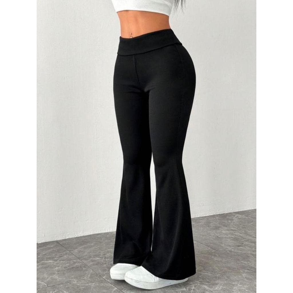 Calça Bailarina Feminina Confortável Tecido Premium  Moda Gringa Legging Flare Luxo