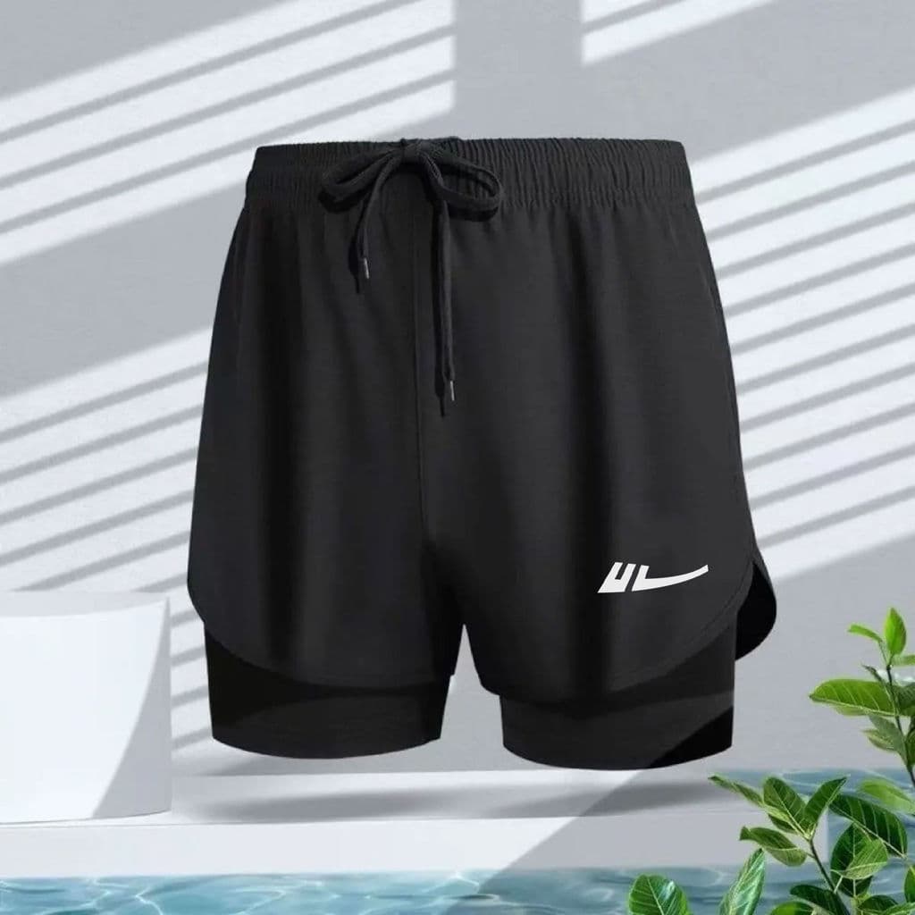 HL americano treinamento de pista e campo correndo calças de secagem rápida Fitness esportes Shorts falso forro de duas
