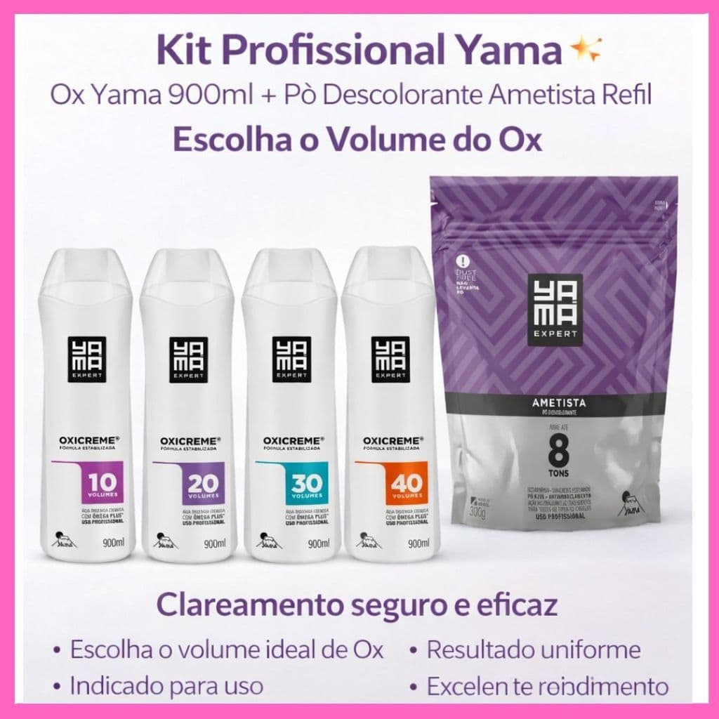 Kit Yama Ox 900ml + Pó Descolorante Ametista 300g Refil