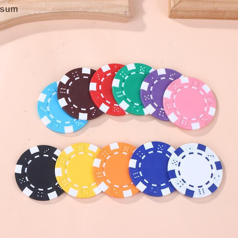 [sum] 10 Peças De Fichas De Pôquer De Plástico ABS Casino Texas Hold'em Poker Moedas De Metal 11.5g Chips Game Chip Set