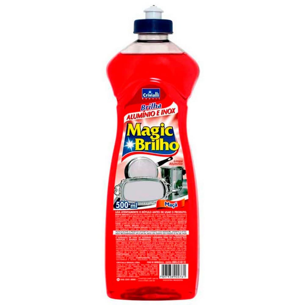 Kit C/ 2 Limpador Magic Brilho Para Limpar Aluminio E Inox 500 Ml