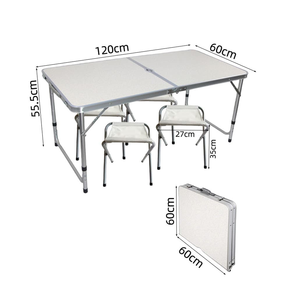 Mesa COM CADEIRA super leve Para Camping E Praia Tipo Maleta Dobrável C/4 Banquetas