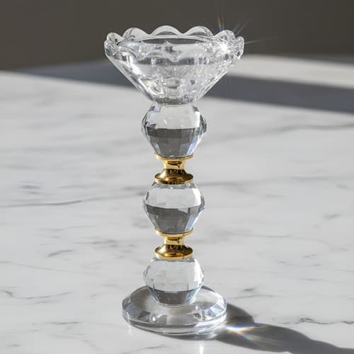 Castiçal Vela Cristal Porta Velas 15cm Enfeite Mesa Altar Vidro