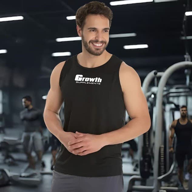 Regata Dry Fit Antiodor Masculina Modelo GROWTH 01 Academia, Corrida, Basquete, Crossfit, Tecida Leve, Basico, dia a dia