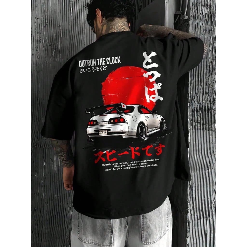 Camiseta Gráfica de Anime Japonês de Corrida para Homem e Mulher -  Design de Carro Drift