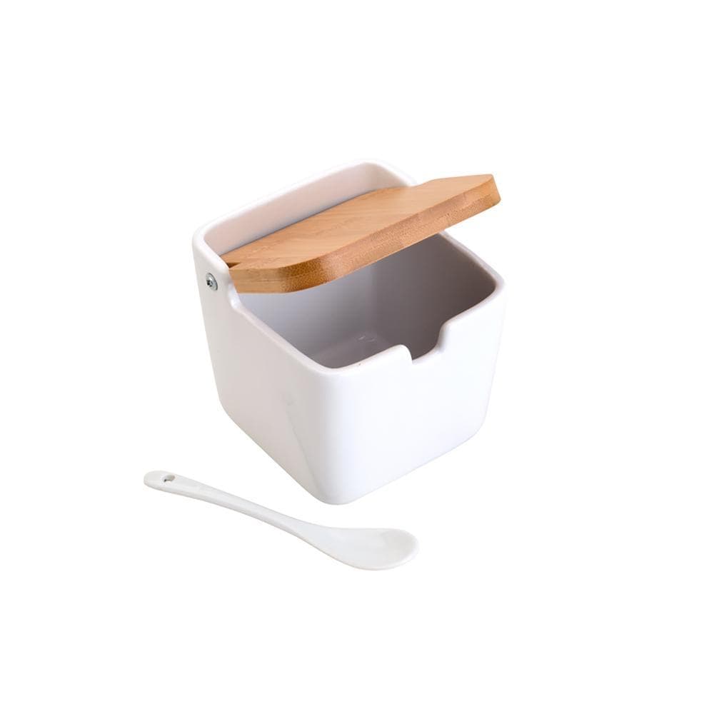Saleiro de Mesa Lyor Bianco de Ceramica 10cm x 10,5cm x 10cm